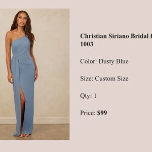 Azazie Christian Siriano Bridesmaid dress in dusty blue chiffon